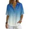 Women Loose Fit Short Sleeve Polo Shirt Vintage Floral Print Button Down Collar Linen Blend Casual Top