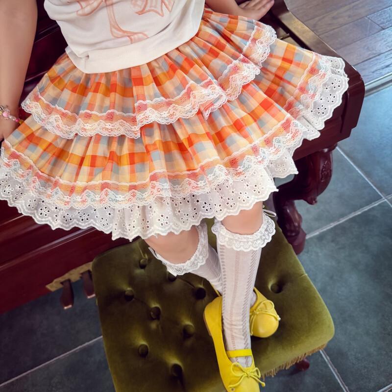 MIMIHELLO Girls' Summer Plaid Tiered Skirt