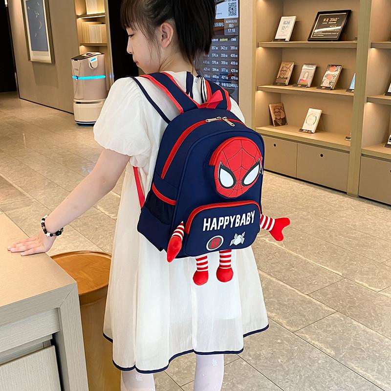 Spider Man 3d Pattern Kids Backpack With Breathable Nylon For Kindergarten And Elementary Use
