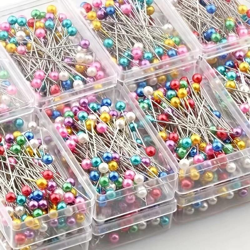 100 Pezzi Aghi da Cucito alla Moda con Testa in Vetro Colorato/Ceramica Spille per Cucito Aghi da Maglia Fissaggio Cucito Spilla di Sicurezza Fai da Te