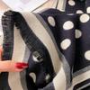 Womens Winter Knitted Scarf Wrap With Polka Dot Double-Sided Thick Warm Shawl Daily Wear