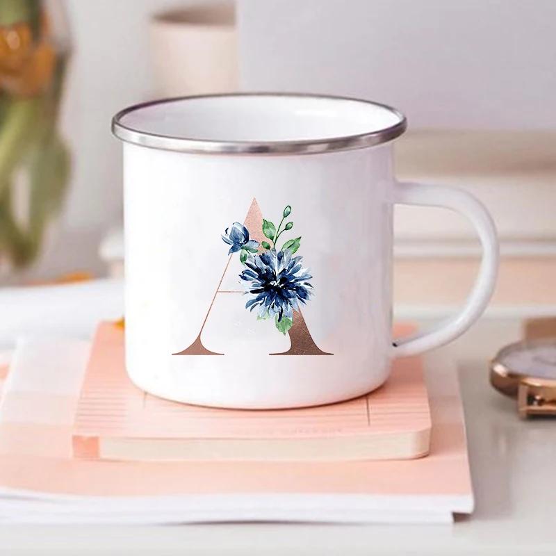 Alphabet Flower Letter Mug Coffee Cup Cold Coffee Cups Funny Mugs Cup for Tea Drinkware Rare Beer Travel Cute Original Unusual
