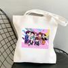 Korean Style Letter Print Canvas Tote Bag for Women Men Fashionable Shoulder Handbag Trendy Daily Shopping Bag