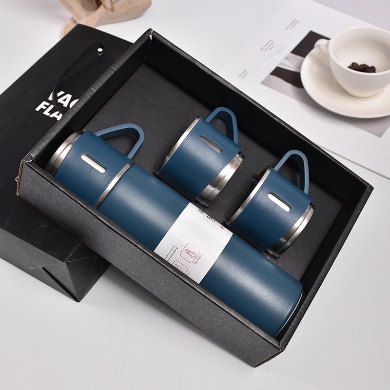 500ml Stainless Steel Vacuum Flasks with Three Lids Coffee Mug Thermoses Bottle Business Style Shimmering Design Portable Carafe