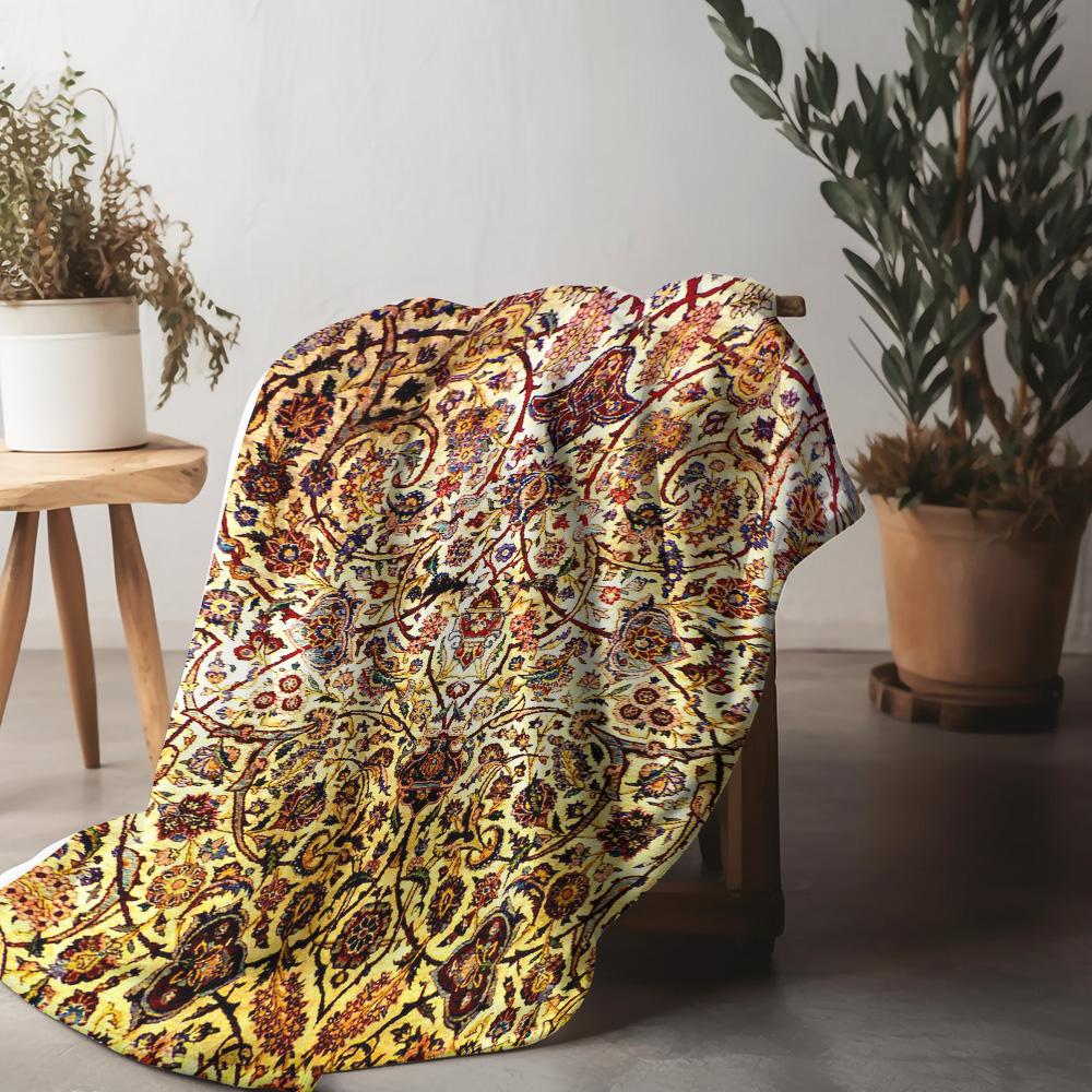 Bohemian Floral Vintage Paisley Ethnic Print Throw Blanket Sofa Bed Cover Decorative Cushion Warm Warm Fleece Blanket