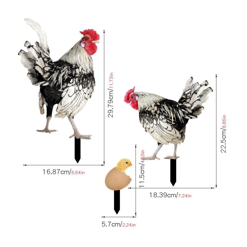 YKLU069-256 3D Rooster, Hen, Duck & Pig Outdoor Garden Decoration Plug