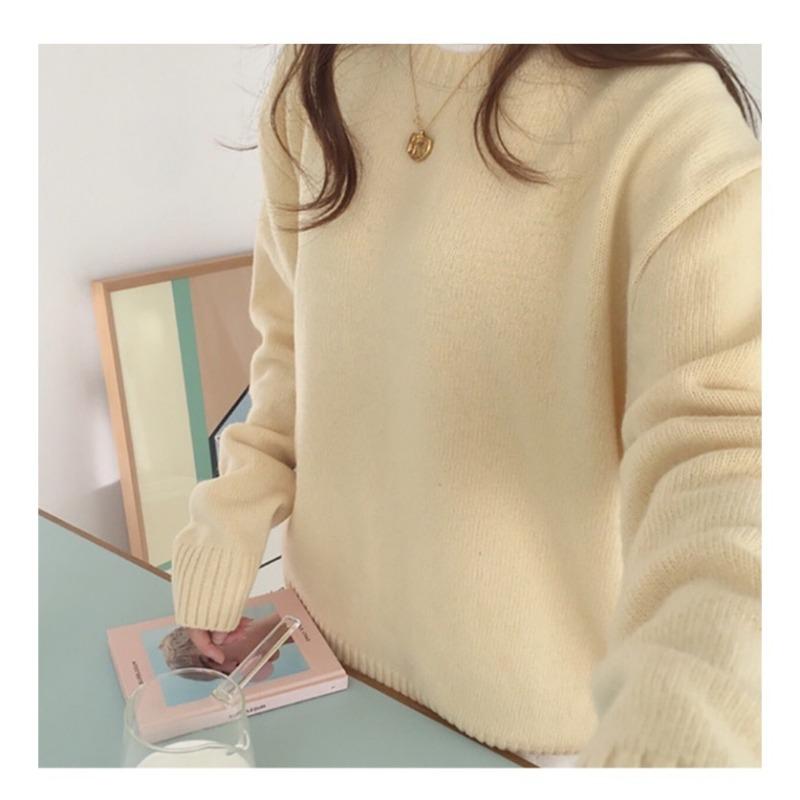 Cherry Red Raccoon Fleece Sweater Women's Autumn and Winter Loose Lazy Style Retro Pullover with Knitted Bottoming Shirt