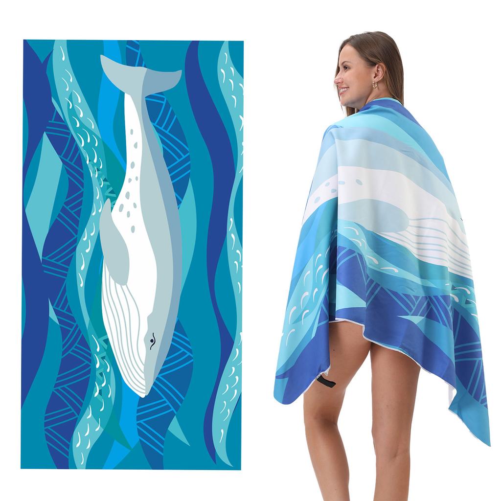Double-sided Velvet Beach Towel, Microfiber Printed Bath Towel, Beach Swimming Quick-drying Towel