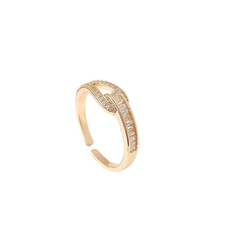 Korean Japanese Dongdaemun Knotted Zircon Women's Fashion Ring with Rhinestones