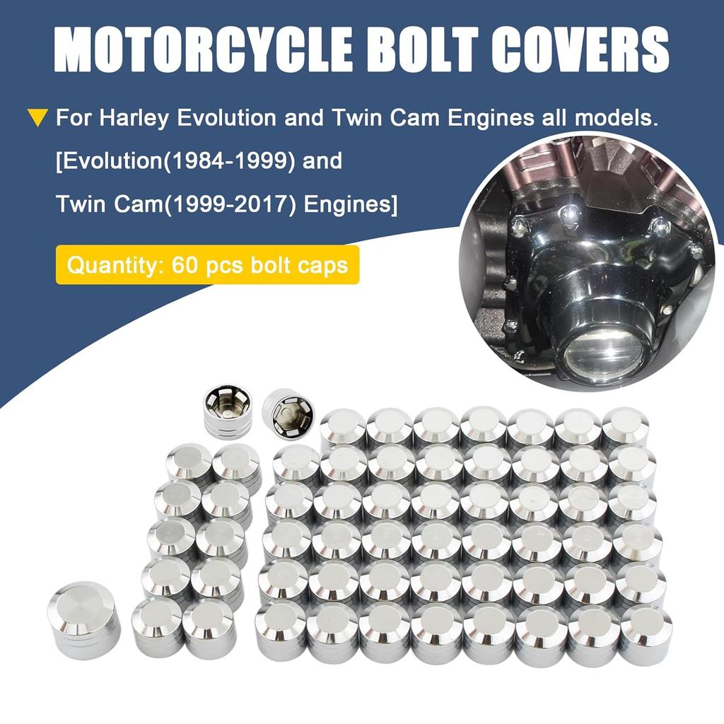 Motorcycle Bolt Covers Engine Bolt Toppers Caps Kit for Harley Touring Road King Street Glide Road Glide Electra Glide Softail Breakout Dyna Fat Bob