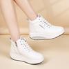 Women's Black Sneakers Height Increase White Leather Boots Platform Casual High Top Thick Sole Elevator Shake Shoes for Students