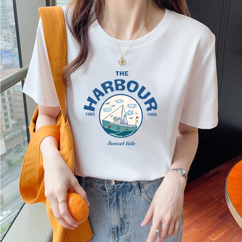 VEZFAA Damenmode Casual Sommer Frühling Kurzarm O-Ausschnitt Blusen & Hemden