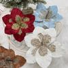 1PC Glitter Sequin Christmas Fake Flowers Flannel Magnolia Flowers Xmas New Year Decor