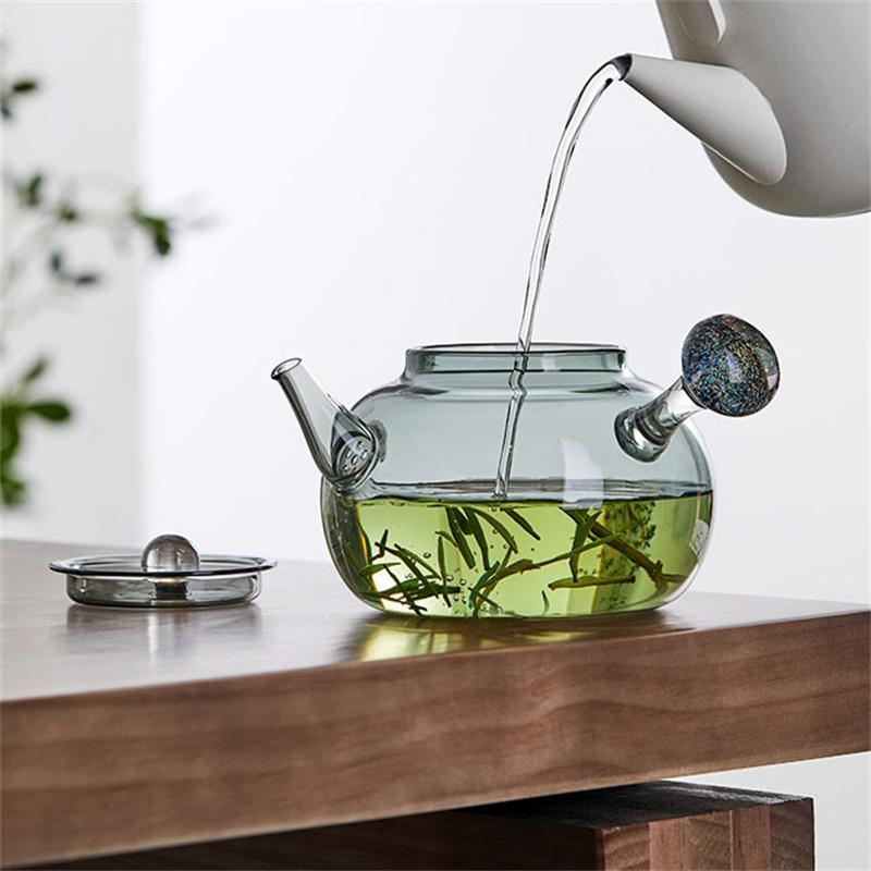 750ml Sternenhimmel Seitenhenkel Glas Teekanne Haushalt Aufguss Puer Hitzebeständig Teekanne mit Filter Kung Fu Teegeschirr Teebereiter