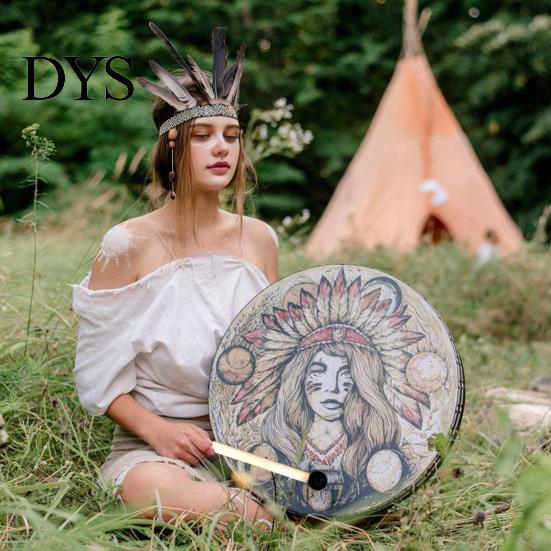 Pure Sound Drum Shaman 10 Zoll Handgefertigt Hand mit Stock Baum Walnuss des Lebens Heilungsinstrument für Spirituelle Musik Reflexion Meditation