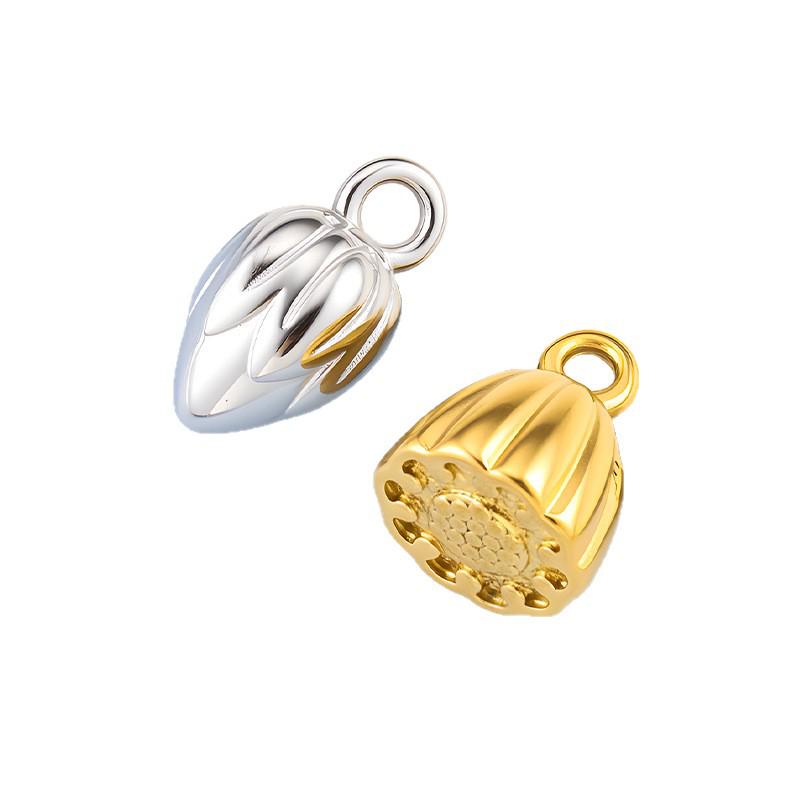 Stainless Steel Lotus Pendant Charms for DIY Woven Bracelets and Necklaces