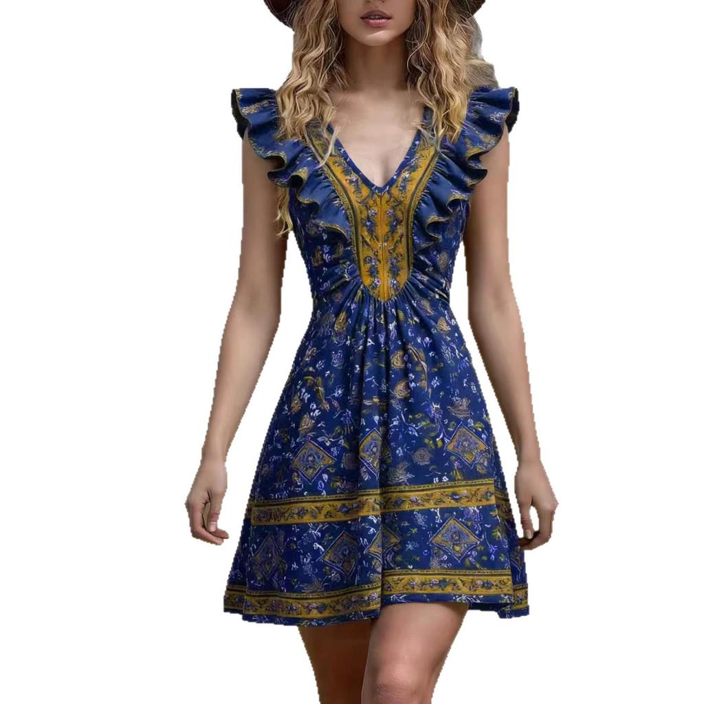 2026 Frühling/Sommer Trendiges bedrucktes Damenkleid für Europa & Amerika