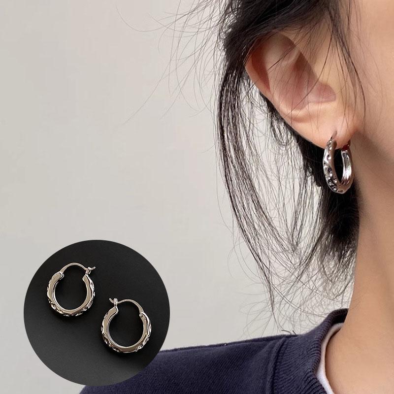 VENTFILLE 925 Sterling Copper Chunky Hoop Earrings for Women Geometric Circle Punk Ear Zircon Party Gifts 2023 New Dropshipping