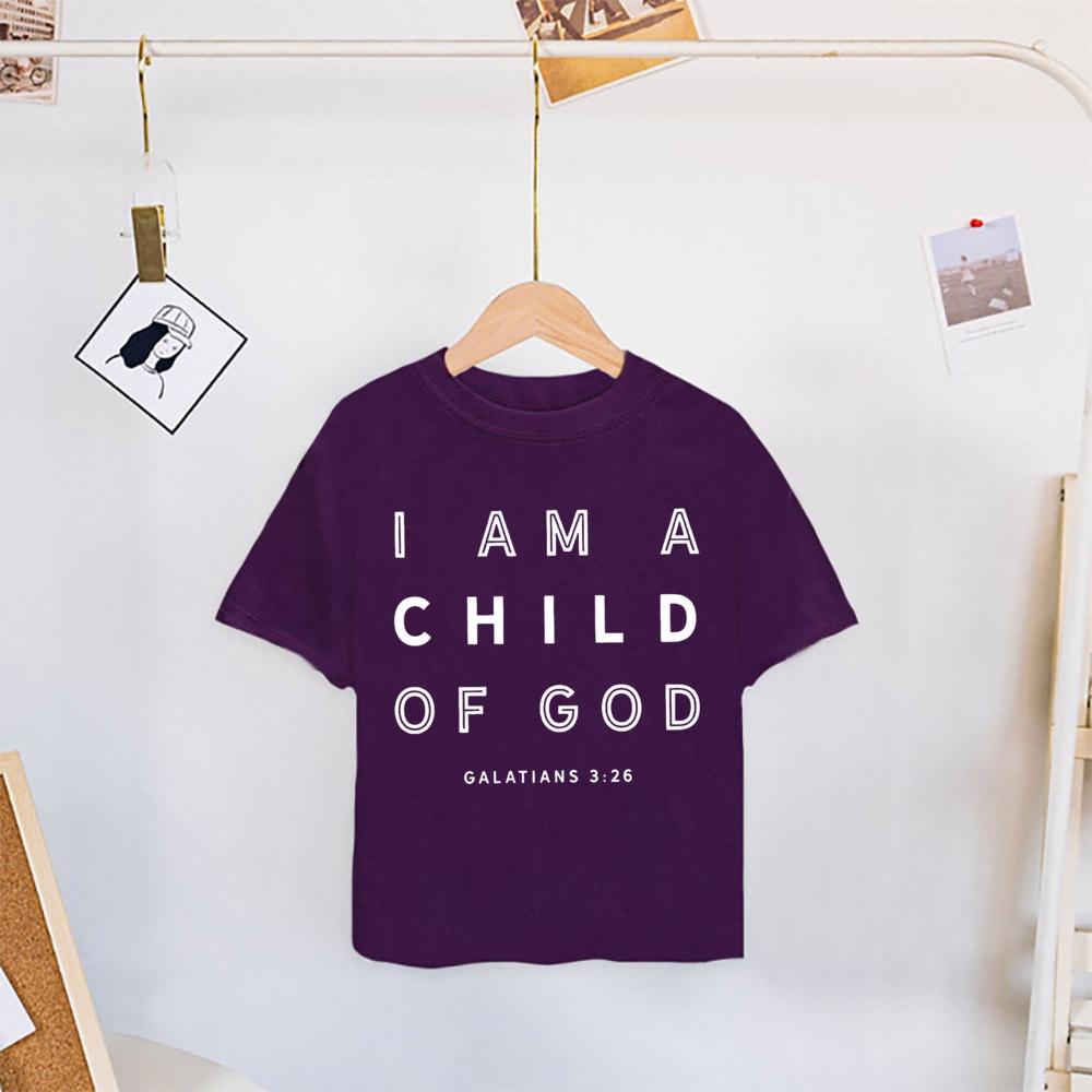 I Am A Child of God Printed Shirt T-shirt Girls Boys Short Sleeve Tops Vintage Tee Child Summer Shirts Tops Toddler Casual Tees