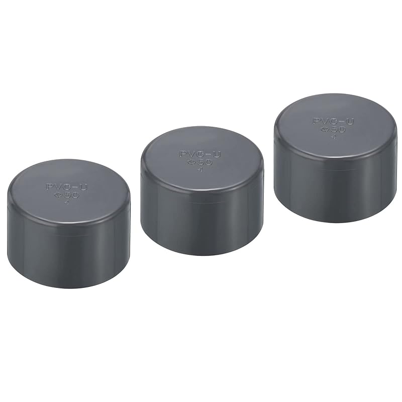 

PATIKIL 50 mm UPVC pipe end cap fitting 3 pieces furniture grade plug coupling socket DIY for garden gray