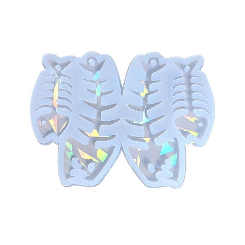 Jewelry Casting Mold Fishbone Silicone Mold Holographic Resin Mold for DIY Wind Chime Halloween Ornament Pendant чистый