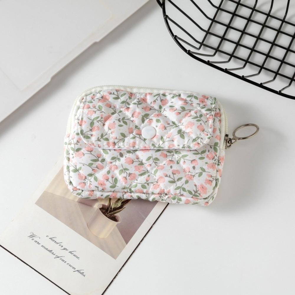 New Cartoon Floral Coin Purse Bow Print Large Capacity Storage Bag Headphone Bag