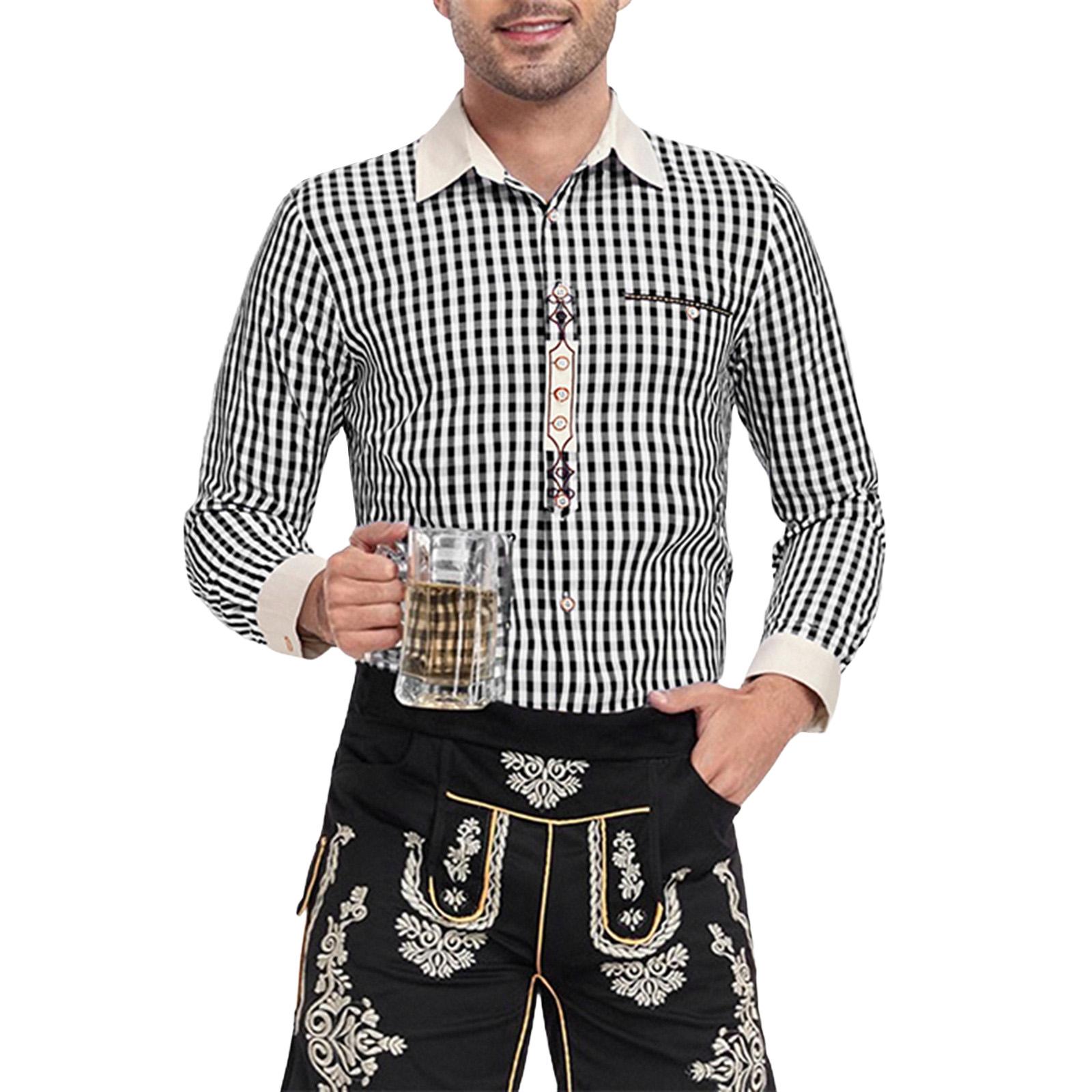 Herren Karo Casual Locker Knopf, Kragen mit Knopfleiste Lang, Langärmeliges Hemd XXL gray