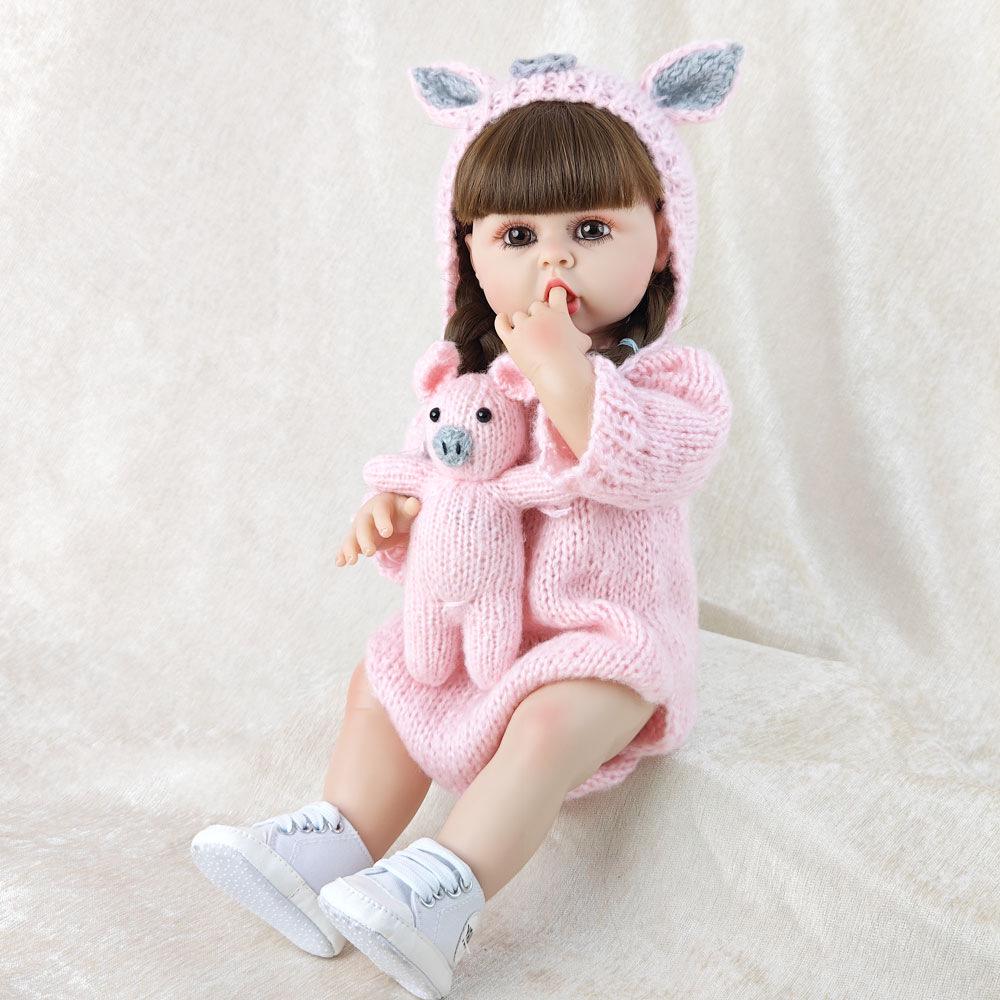 Adorable Pig Sweater Set for 55cm Realistic Doll - DIY Hairstyle & Dress-up Companion Gift