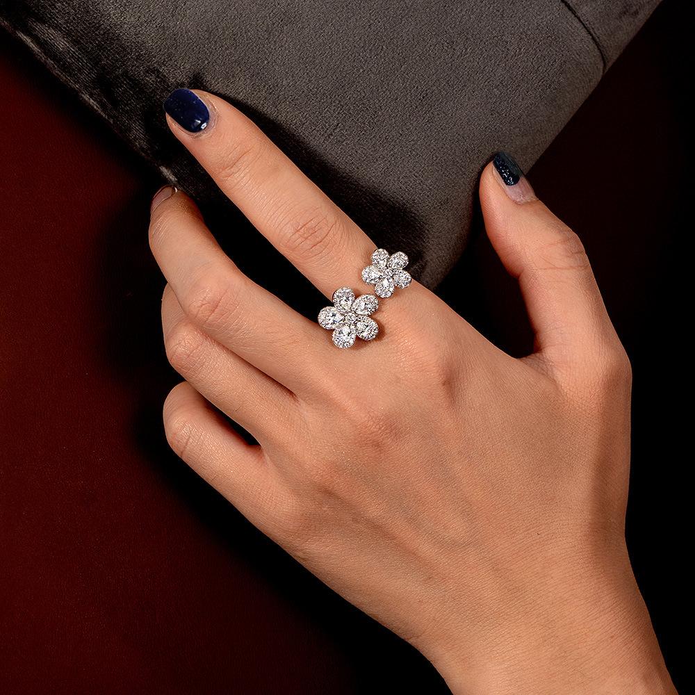 Tancises925 bijoux en argent fleur mode bague ouverte polyvalente