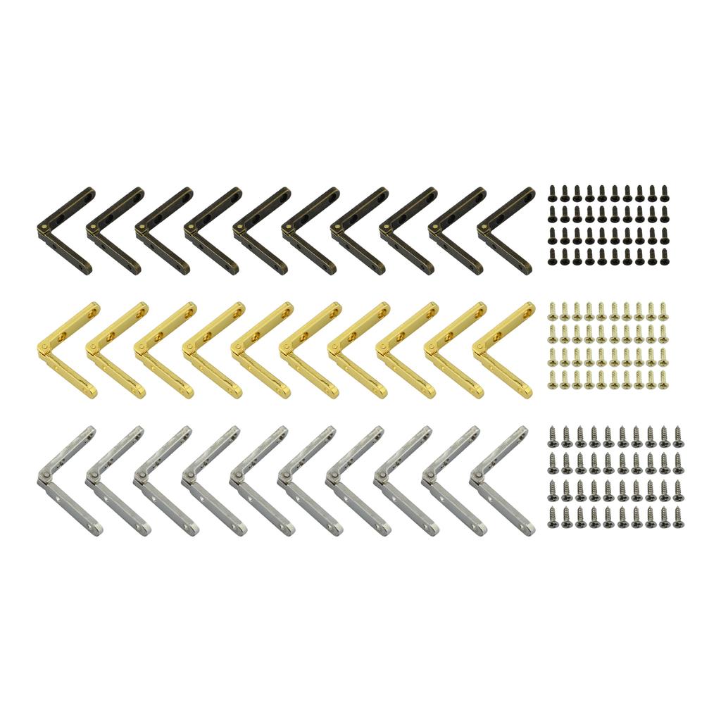 10 Pcs Small Hinges Jewelry Wooden Box Chest Case Hinges 90 Degree Folding Hinge Wooden Box Accessories Zinc Alloy with Screws