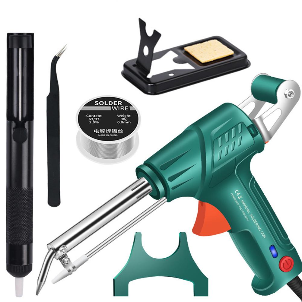 

60W 220V Handheld Soldering Iron Welding Gun Suit for 0.8-1.2 Tin Wire Fast Heating Soldering Kit for Electronics Welding Repair EU зелений