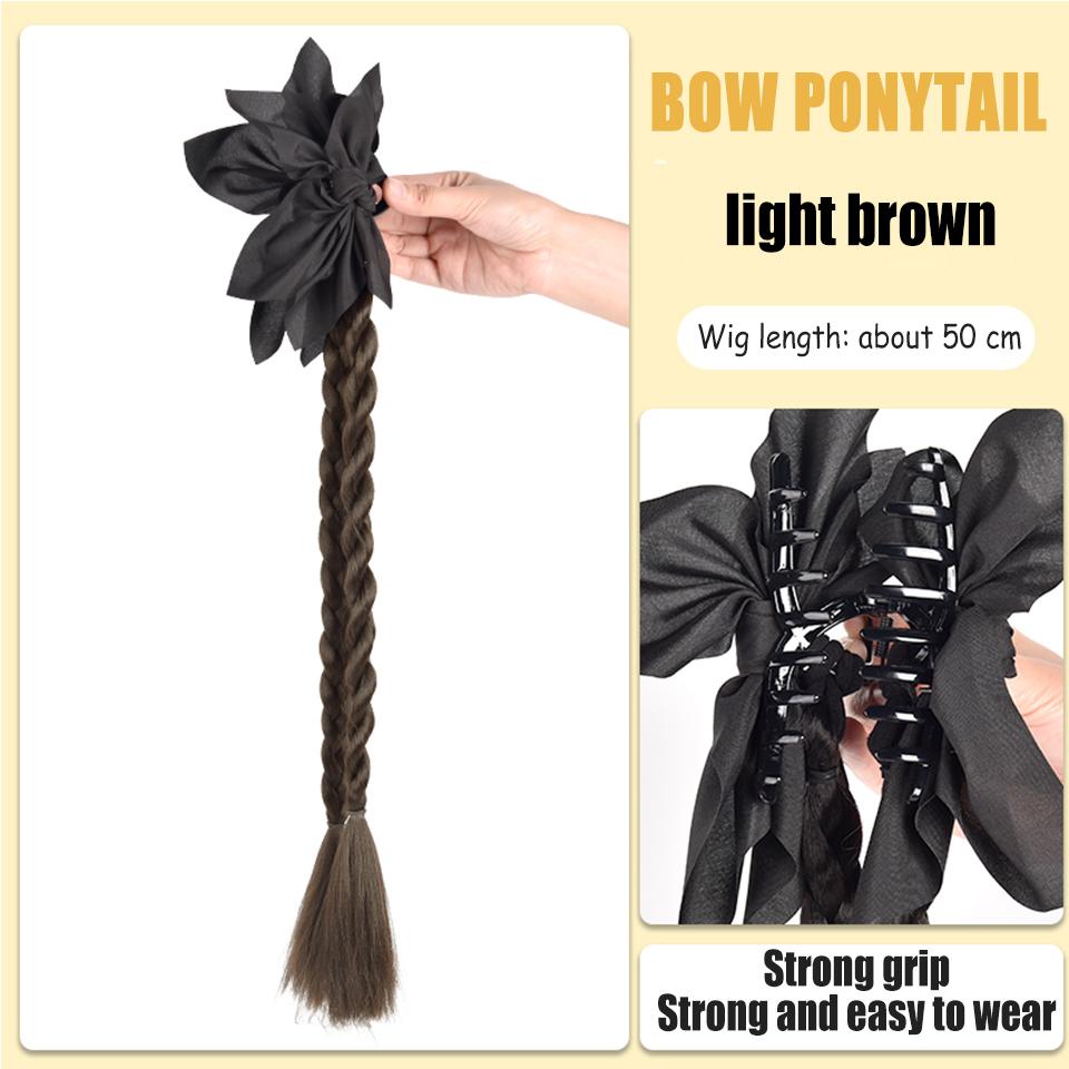 Ponytail Synthetic Wig Rose Feather Grip Female Twist Boxing Braid Feather Rose Grip Low Side Ponytail
