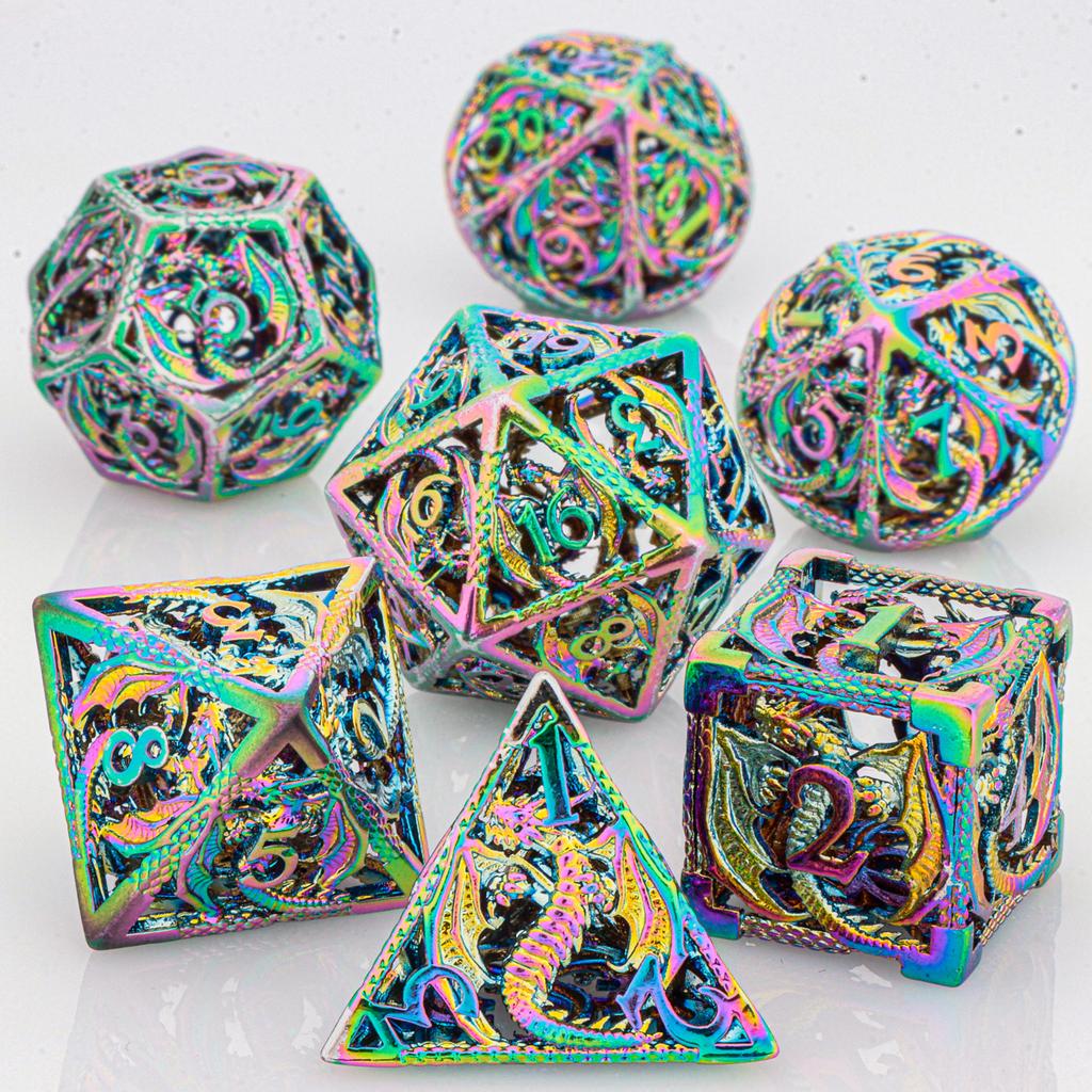 Blood Dragon Metall Würfelset für Dungeons and Dragons, Polyedrisches Würfelset, RPG Würfel, Metall D&D Würfelset Geschenke, D And D D Würfel