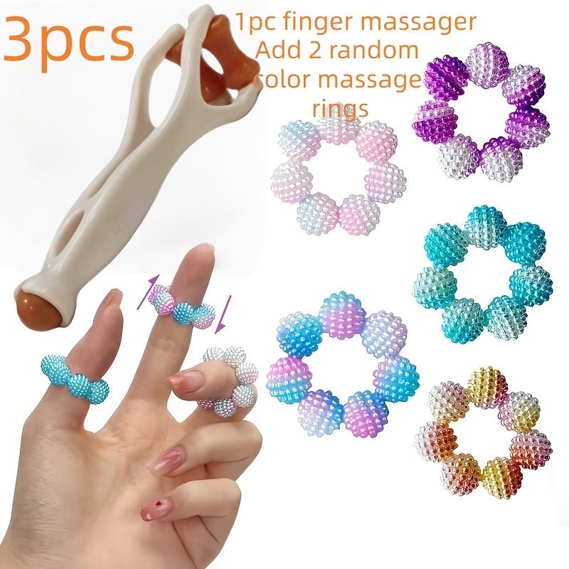 

3 Pieces Set 2 Spiky Ball Rings 1 Multi Finger Massager Gradient ColorsAdults Relaxation Home Outdoor Office Travel Holiday Gift