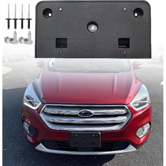 FASTCHE Рамка для переднего номерного знака Совместима с Ford Escape 2017 2018 2019 Крепежный кронштейн держателя номерного знака для переднего бампера Чехол Замена #