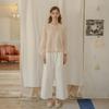 Peulaudeumali Pm_Srawstring Waist Wide Lace Him Pants_White