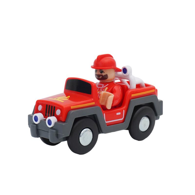 Plastic Inertial Police Car Engineering Vehicle Trailer Compatible with Wooden Thomas Train Track Toy