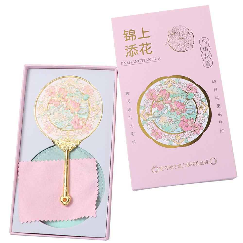 Draagbare Handspiegel in Chinese Stijl Reliëf Make-up Spiegel Prachtige Cosmetische Spiegel Make-up