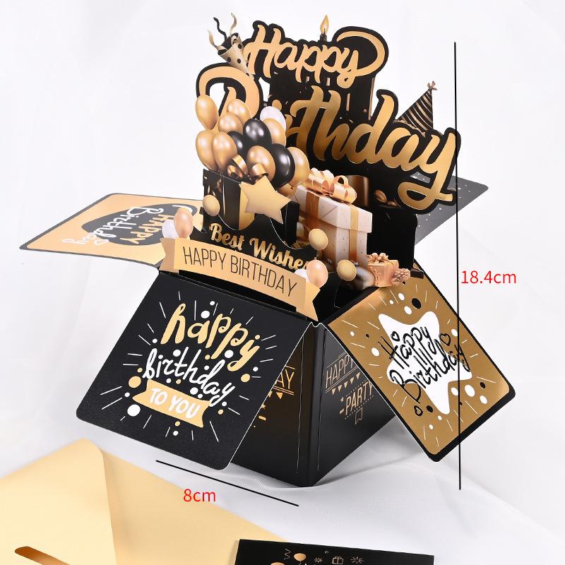 Handmade 1D Birthday Card Box Pop-up Paper Carved Handmade Greeting Card Flower Butterfly Pattern Design Exquisite Birthday Gift