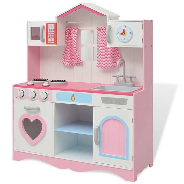 VidaXL Cuisine jouet 82 x 30 x 100 cm Bois Rose et blanc