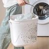 Large Capacity Dirty Clothes Basket with Handle Portable Bathroom Laundry Basket Hollow Storage Box Multifunction