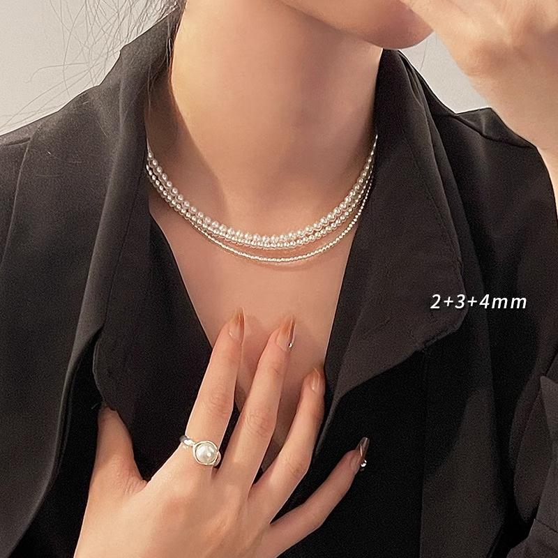 2025 Damen Luxus Reisperlen Mehrreihige Choker Halskette