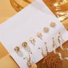 6 Pairs of Women's Earrings Hollow Leaf Faux Pearl Tassel Ear Accessories