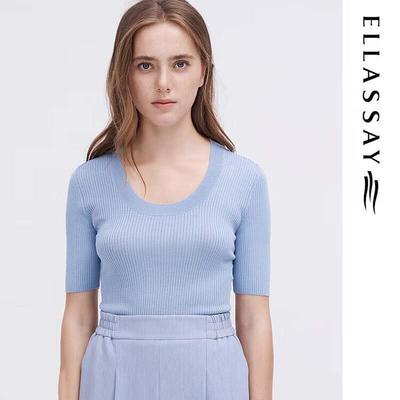 Women's Minimalist Short-Sleeve Knit Top EWE342M05800