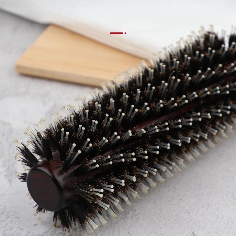 Curly hair comb Blow straight hair styling comb Natural bristle hair round roller comb Household resistant comb