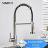 Rozin Matte Black Kitchen Faucet Deck Mounted Mixer Tap 360 Degree Rotation Stream Sprayer Nozzle Kitchen Sink Hot Cold Taps