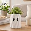 Halloween Home Decor Ghost Planter, Shaped Bucket, Cute Desktop Candy Planter Bowl for Office Shelf, Indoor Party Small Decorative