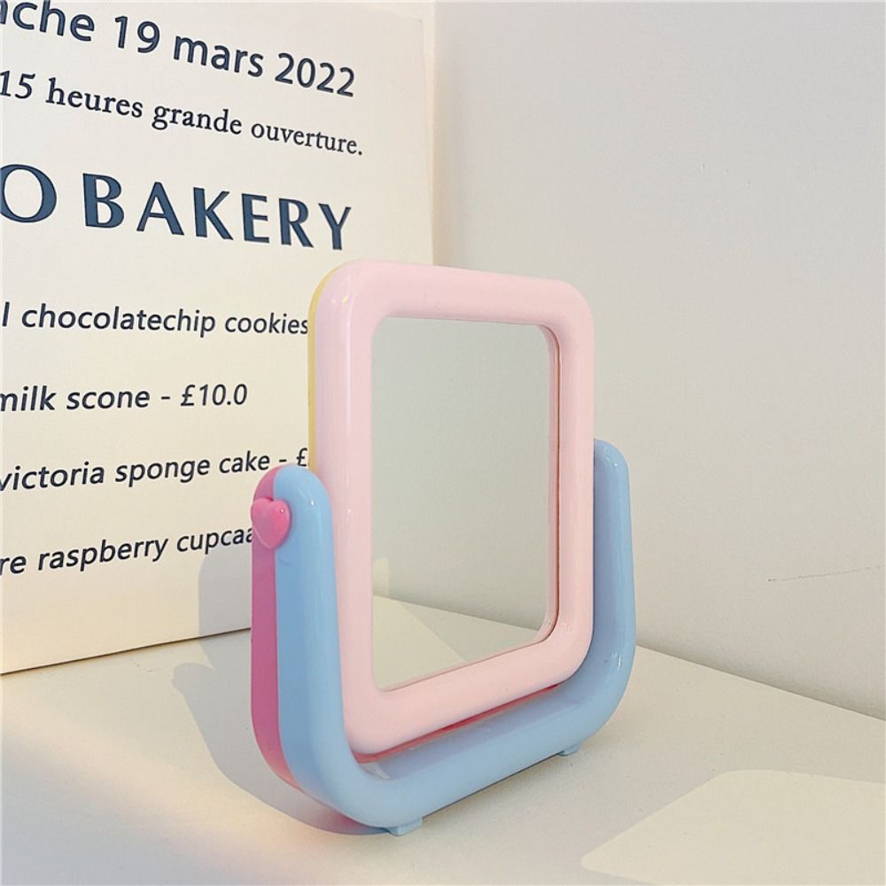 

Square Double Sided Vanity Mirror Plastic Desktop Decorative Mirror Girl Lady жёлтый/розовый