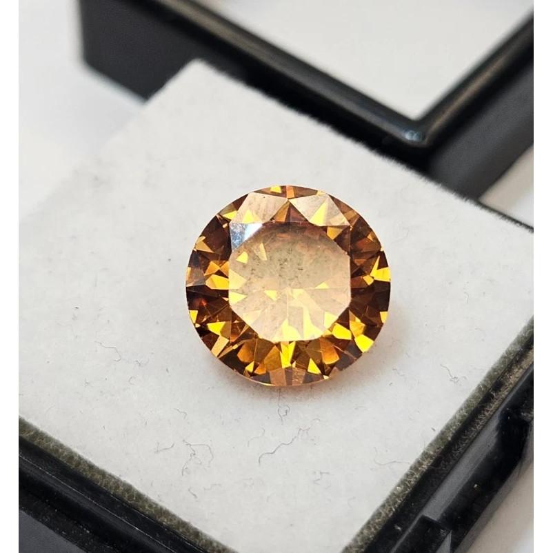Orange Zircon Round Cut 6+ Ct Fabulous Certified Loose Gemstone
