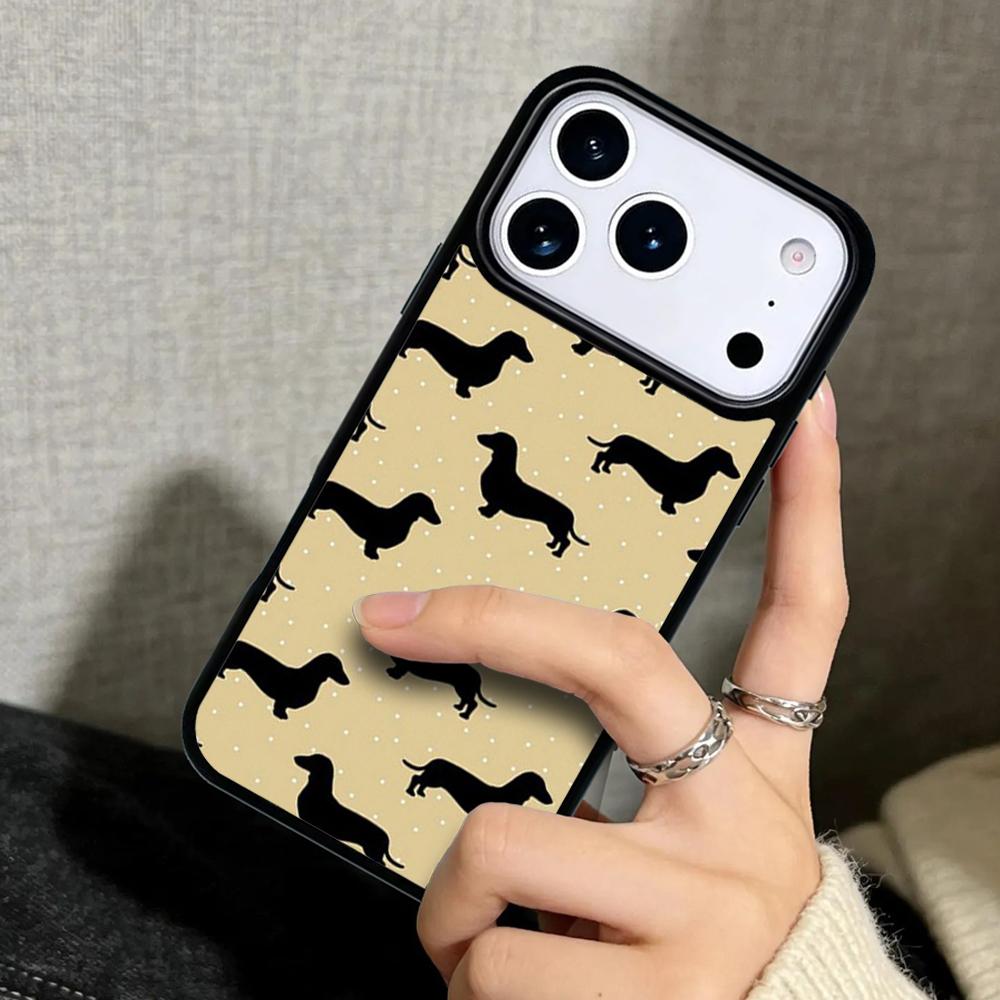 Capa Case for iPhone 17 Air 16 Pro Max 15 Plus 11 13 Mini 14 12 Back Phone Cover Dachshund And Flower